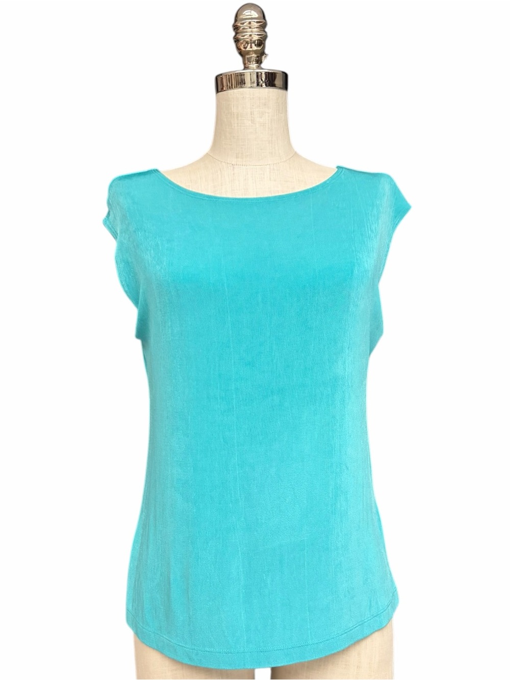 Vintage Coldwater Creek Turquoise Slinky Stretch Top Medium Made USA